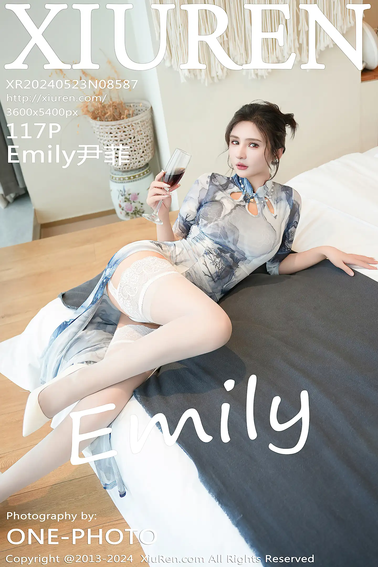 [XiuRen秀人网]No.8587_模特Emily尹菲性感白色蕾丝内衣配白丝吊袜秀惹火身材诱惑写真117P-秀人网 - XiuRen.Space